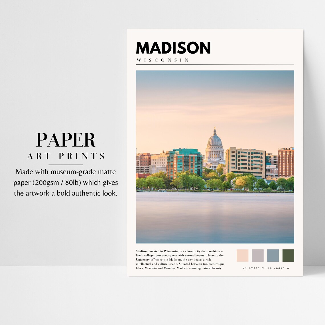 Madison Wisconsin Travel Poster, City Wall Art Print - Image 3