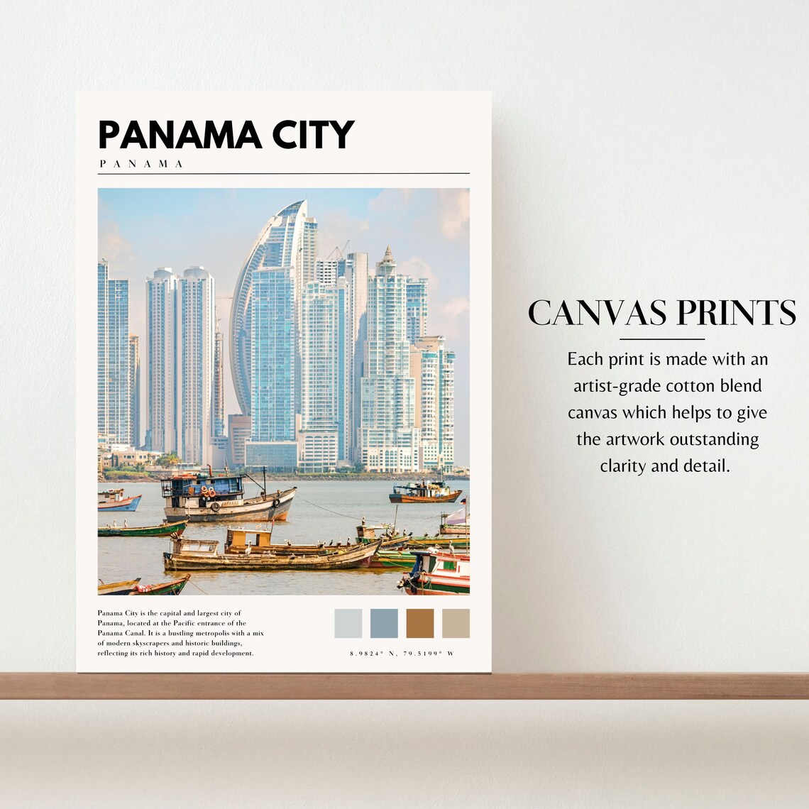 Panama City Panama Modern Towers Waterfront Harbor Boats Poster - Image 2
