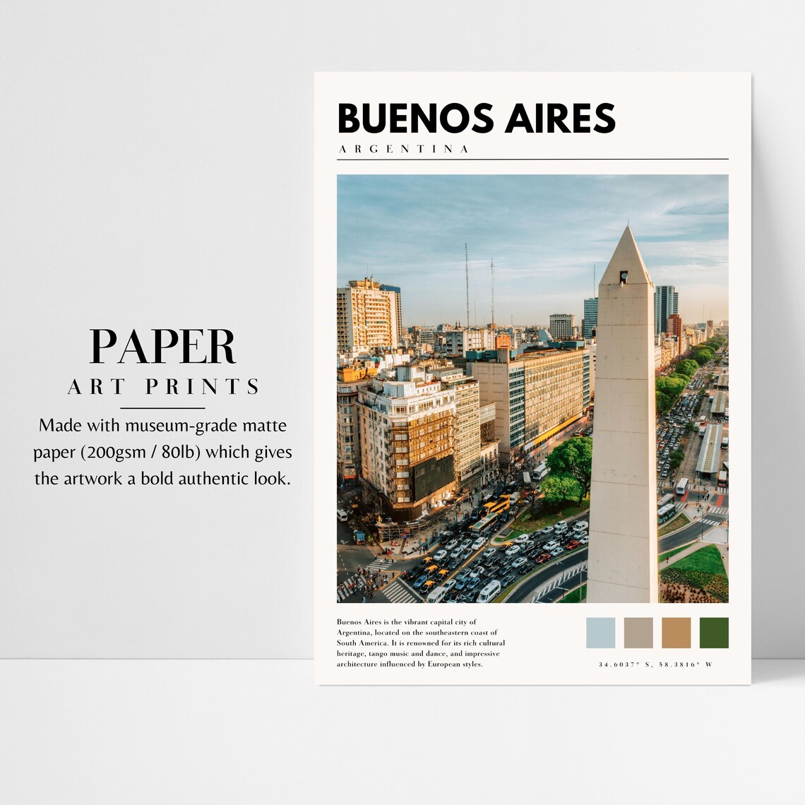 Buenos Aires Argentina Obelisco Avenue Aerial City View Poster - Image 3