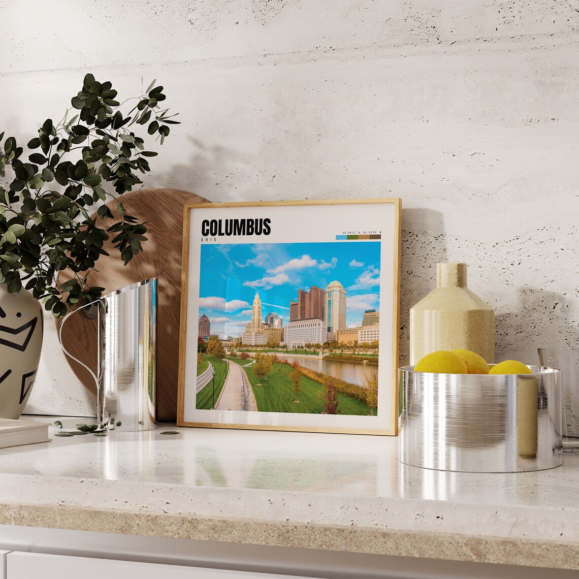 Columbus Ohio Skyline Riverfront Park Green City Daytime Poster - Image 4