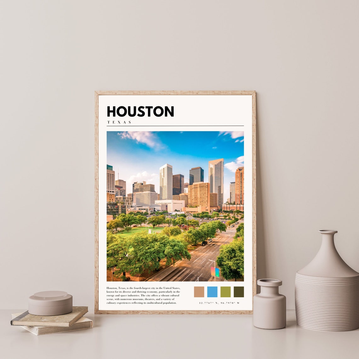 Houston Texas Downtown Skyline Green Park City Daytime Poster - Image 4