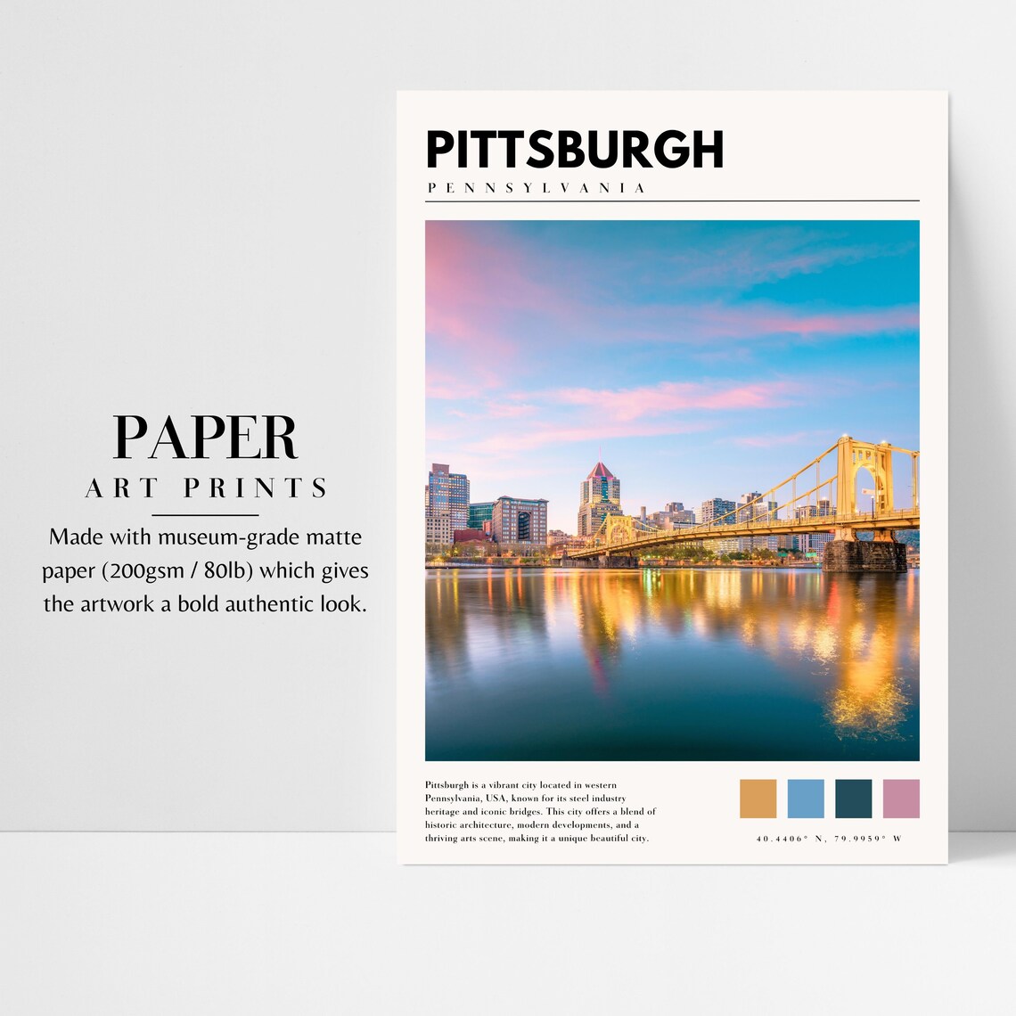 Pittsburgh, Pennsylvania Travel Poster Art Print - Image 3