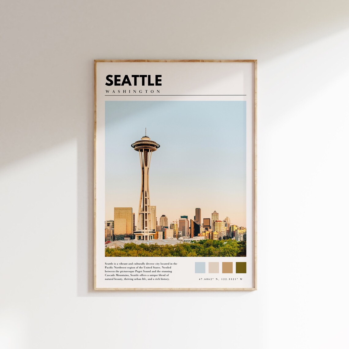 Seattle Space Needle Travel Poster, Seattle Washington