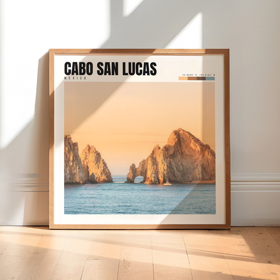 Cabo San Lucas Poster with El Arco Rock Formation at Golden Sunset