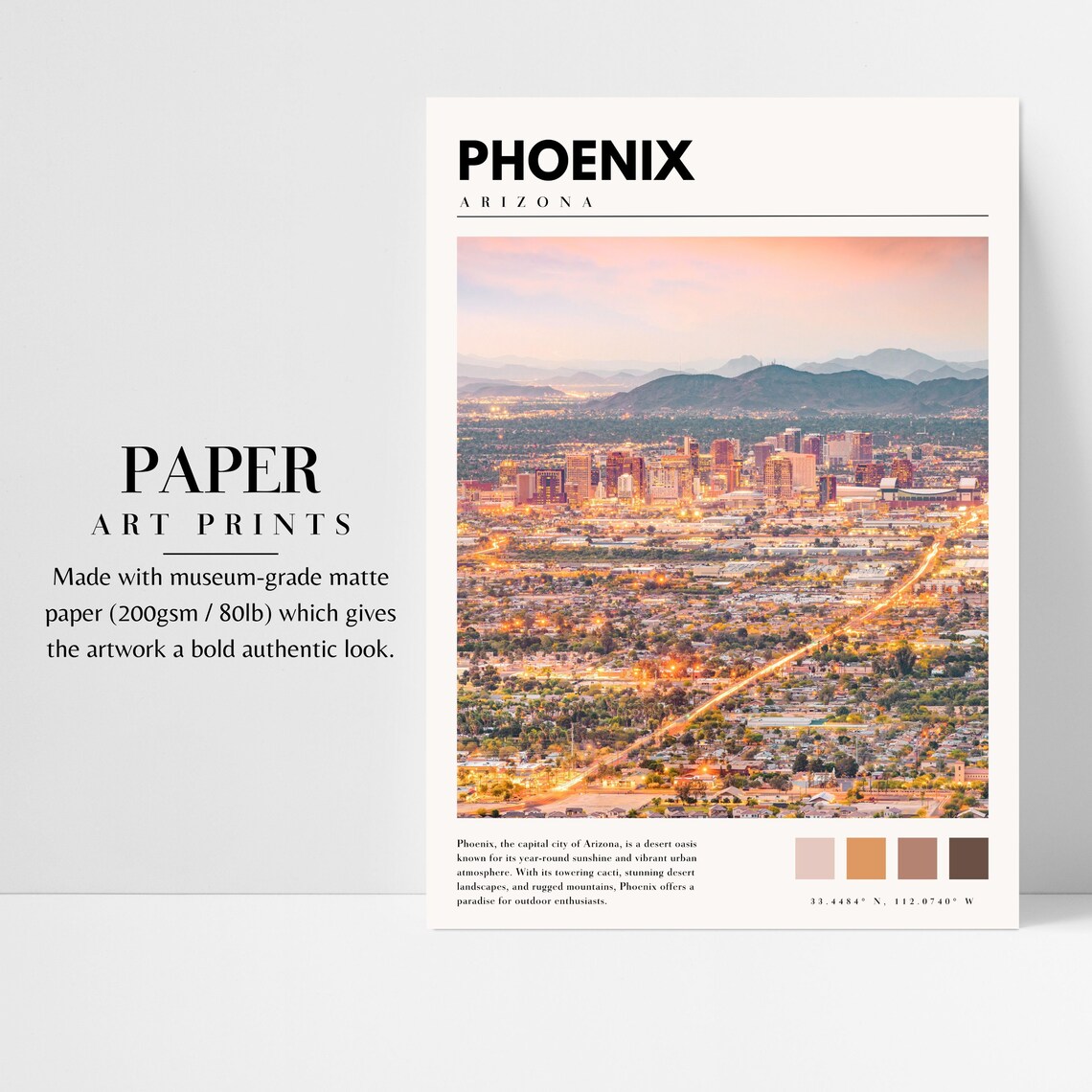 Phoenix Arizona Downtown City Poster, Travel Art Print - Image 3