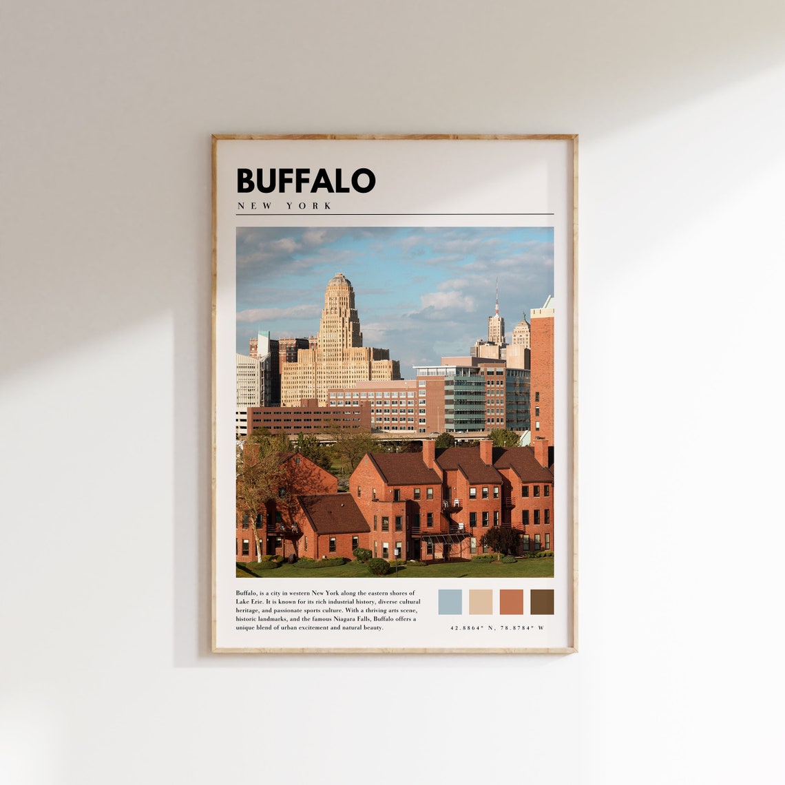 Buffalo New York City Hall Downtown Skyline Buildings View Poster