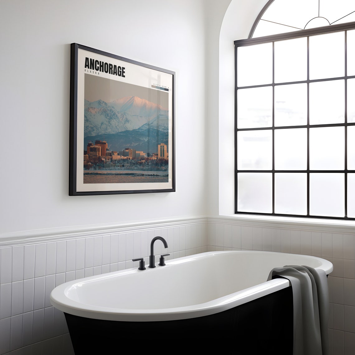 Anchorage Alaska Snowy Mountain Skyline Winter Travel Poster - Image 2
