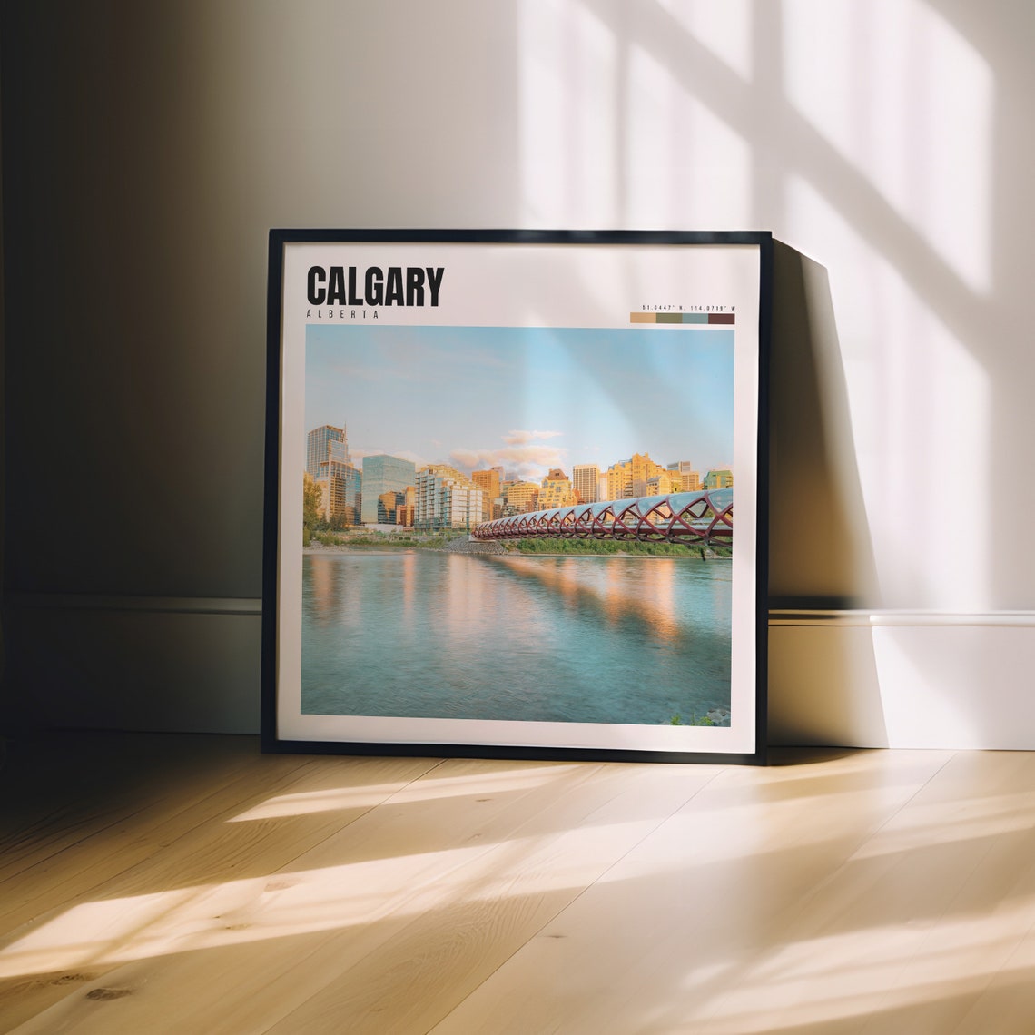Calgary Alberta Peace Bridge Bow River Skyline Morning Poster - Image 2