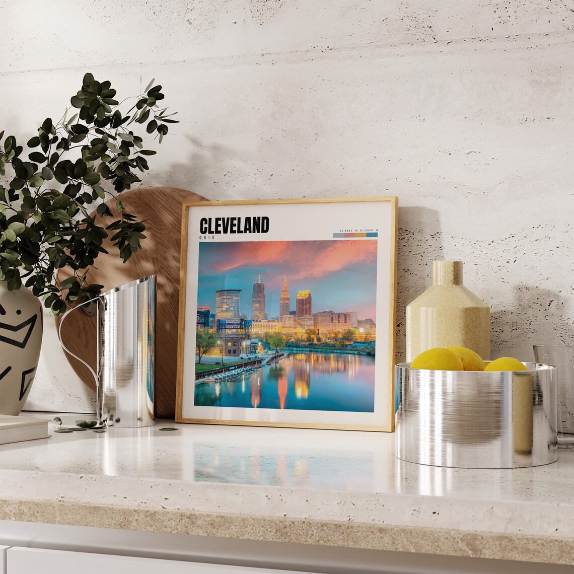 Cleveland Ohio Sunset Skyline Over the Cuyahoga River Poster - Image 4