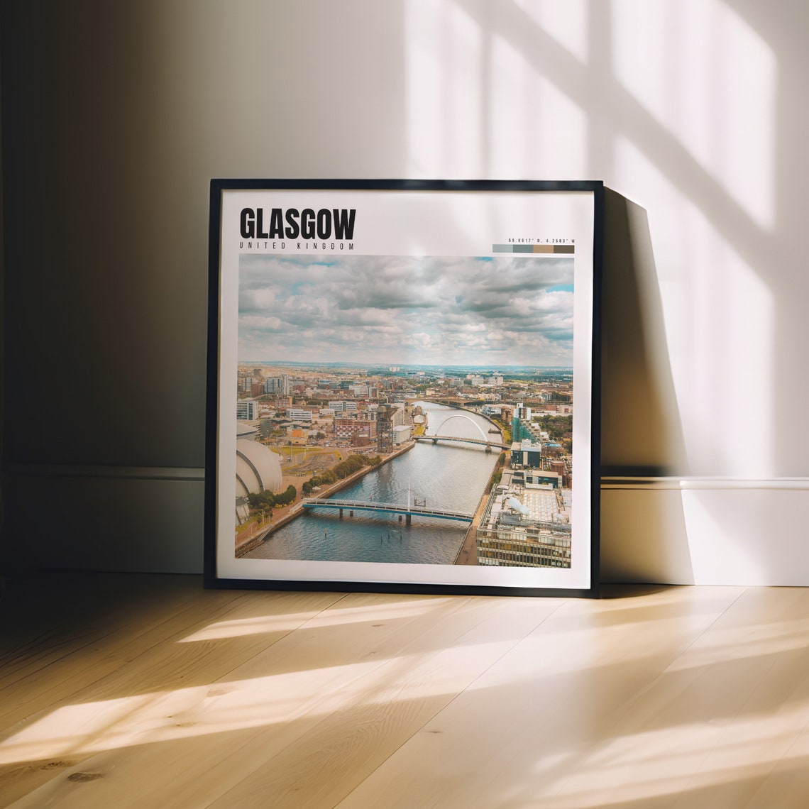 Glasgow Scotland River Clyde Bridges Aerial Cityscape Poster - Image 3