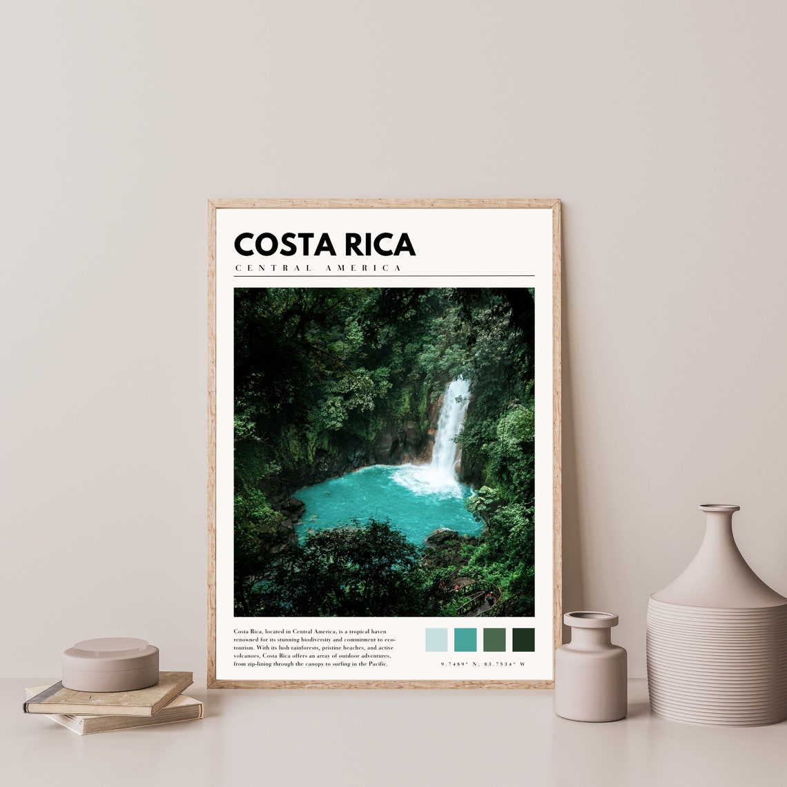 Costa Rica Central America Rainforest Waterfall Turquoise Pool Poster - Image 4
