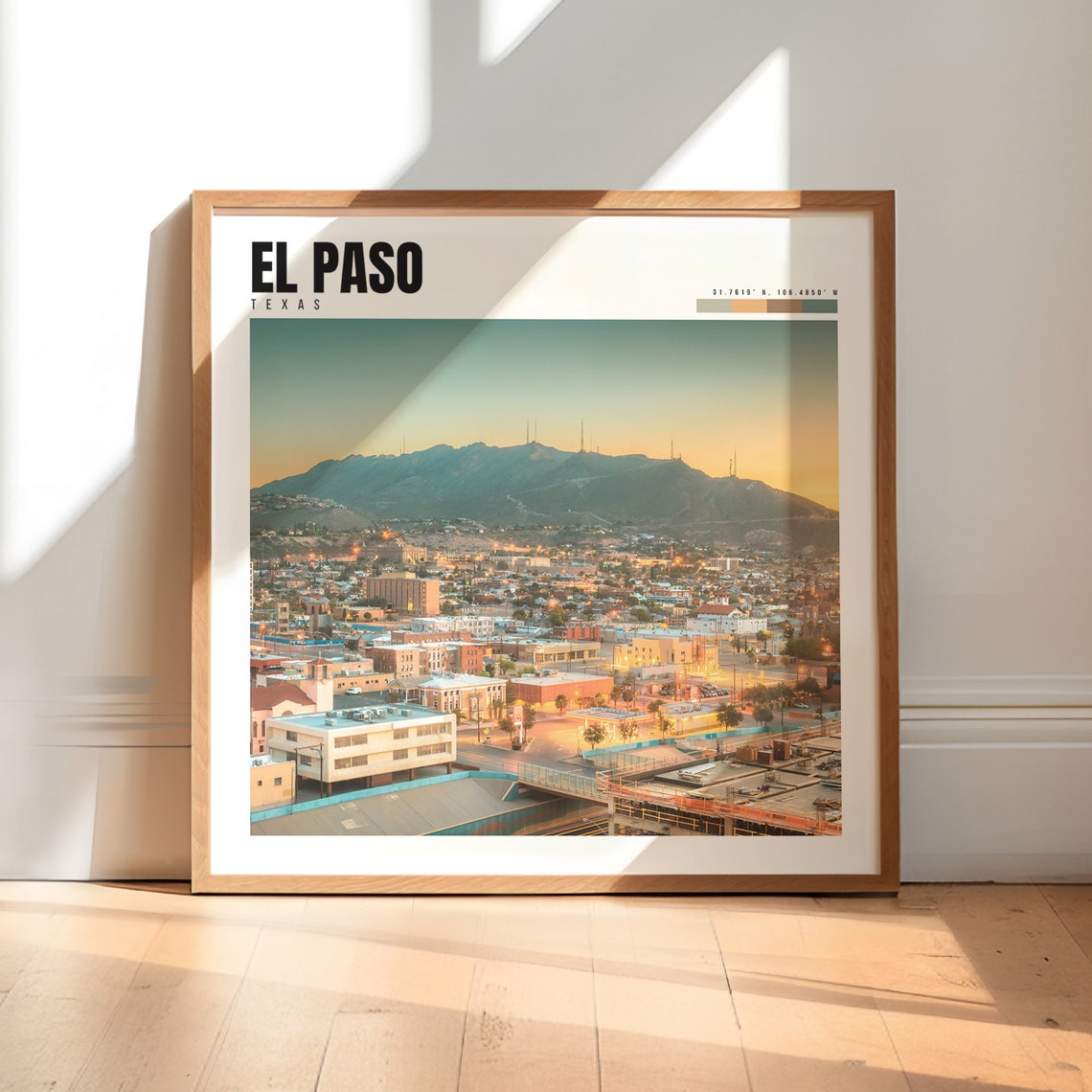El Paso Texas Downtown Skyline Franklin Mountains Sunset Poster
