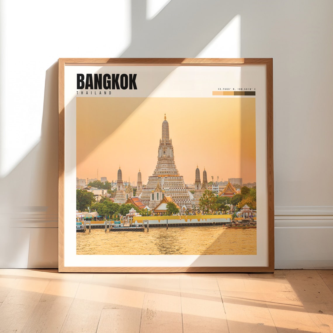 Bangkok Thailand Wat Arun Temple Sunset Chao Phraya River Poster