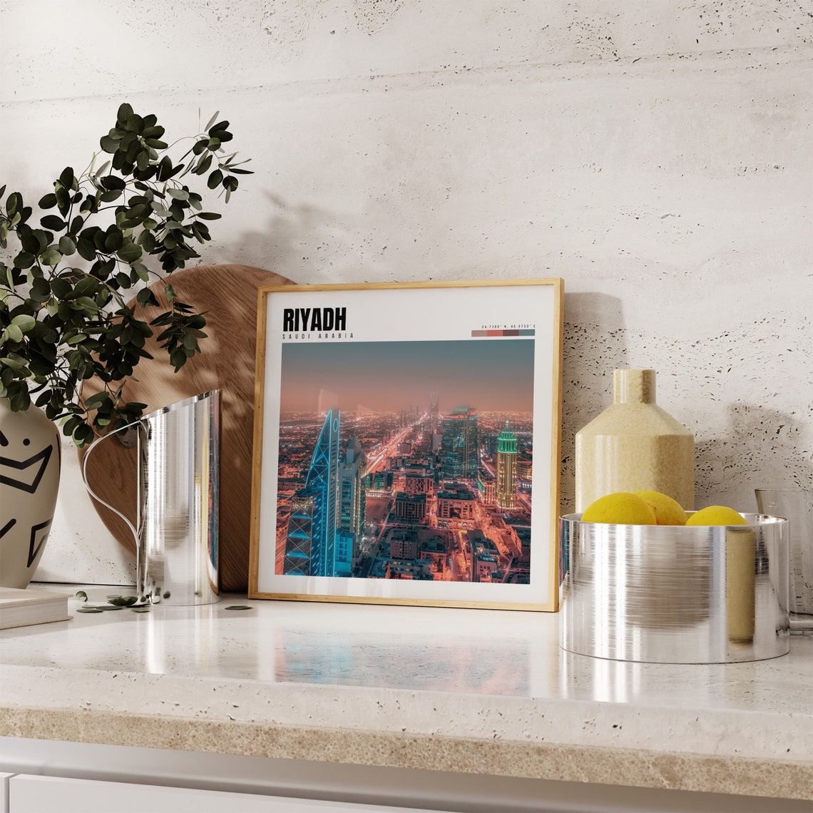 Riyadh Saudi Arabia Kingdom Centre Tower Night City Lights View Poster - Image 4