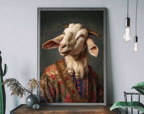 Vintage Goat On Human Body Art Print