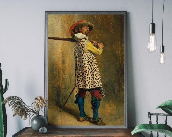 Musketeer Leopard Print Poster, Quirky Decor