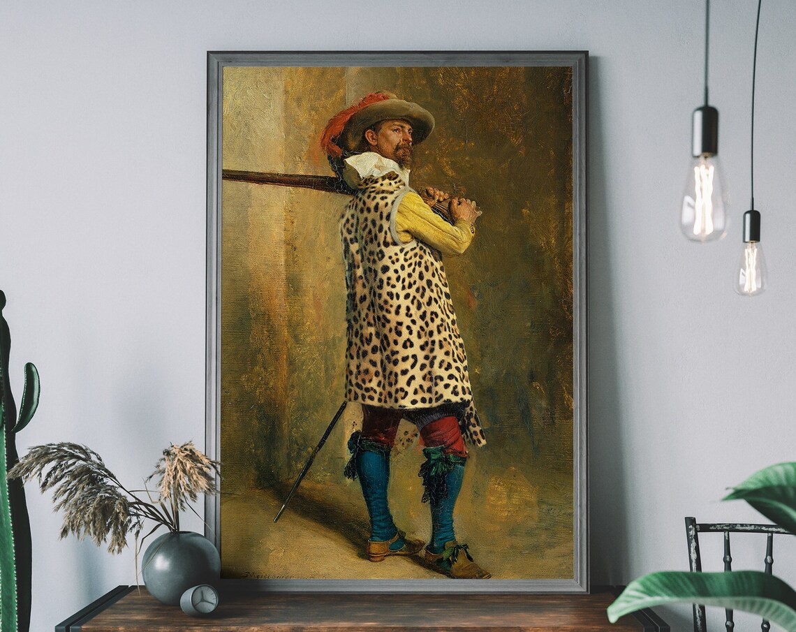 Musketeer Leopard Print Poster, Quirky Decor