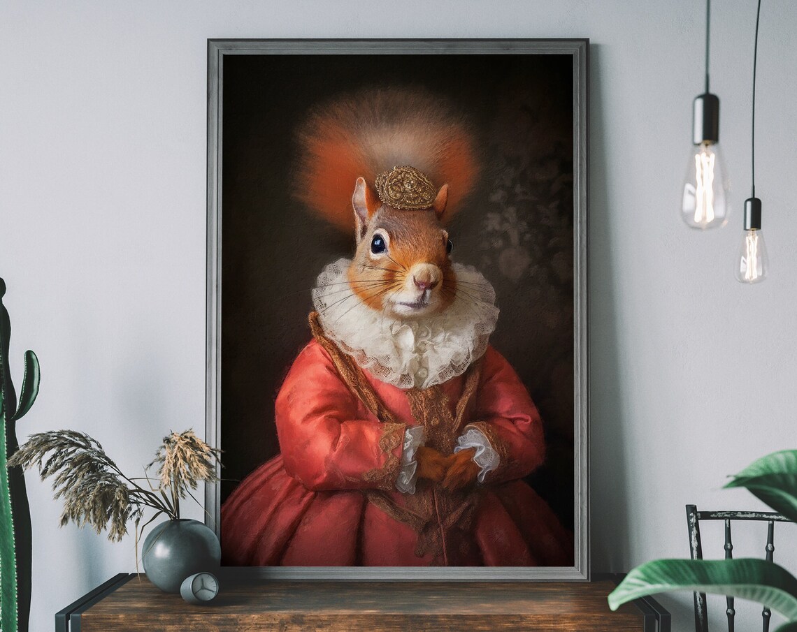 Red Squirrel Portrait Renaissance Animal Art Print