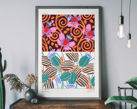E A Seguy Colorful Floral Pattern Plate 6 Vintage Botanical Poster
