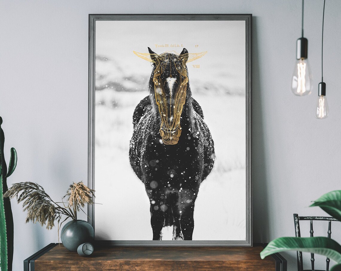 Gold Horse Abstract Equestrian Art Print