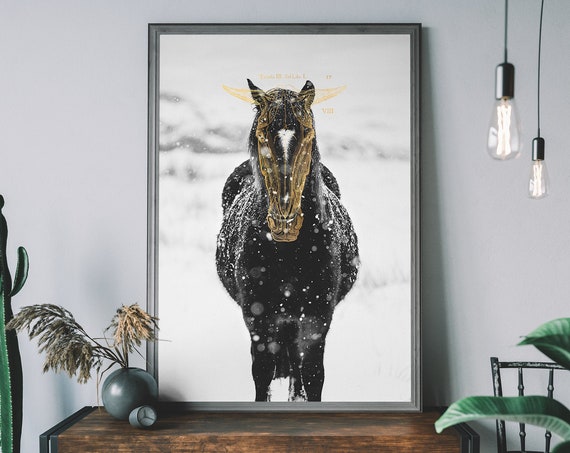 Gold Horse Abstract Equestrian Art Print