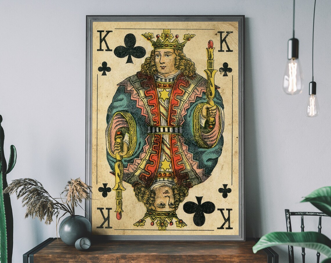 King Of Clubs Vintage Playing Card Art Print