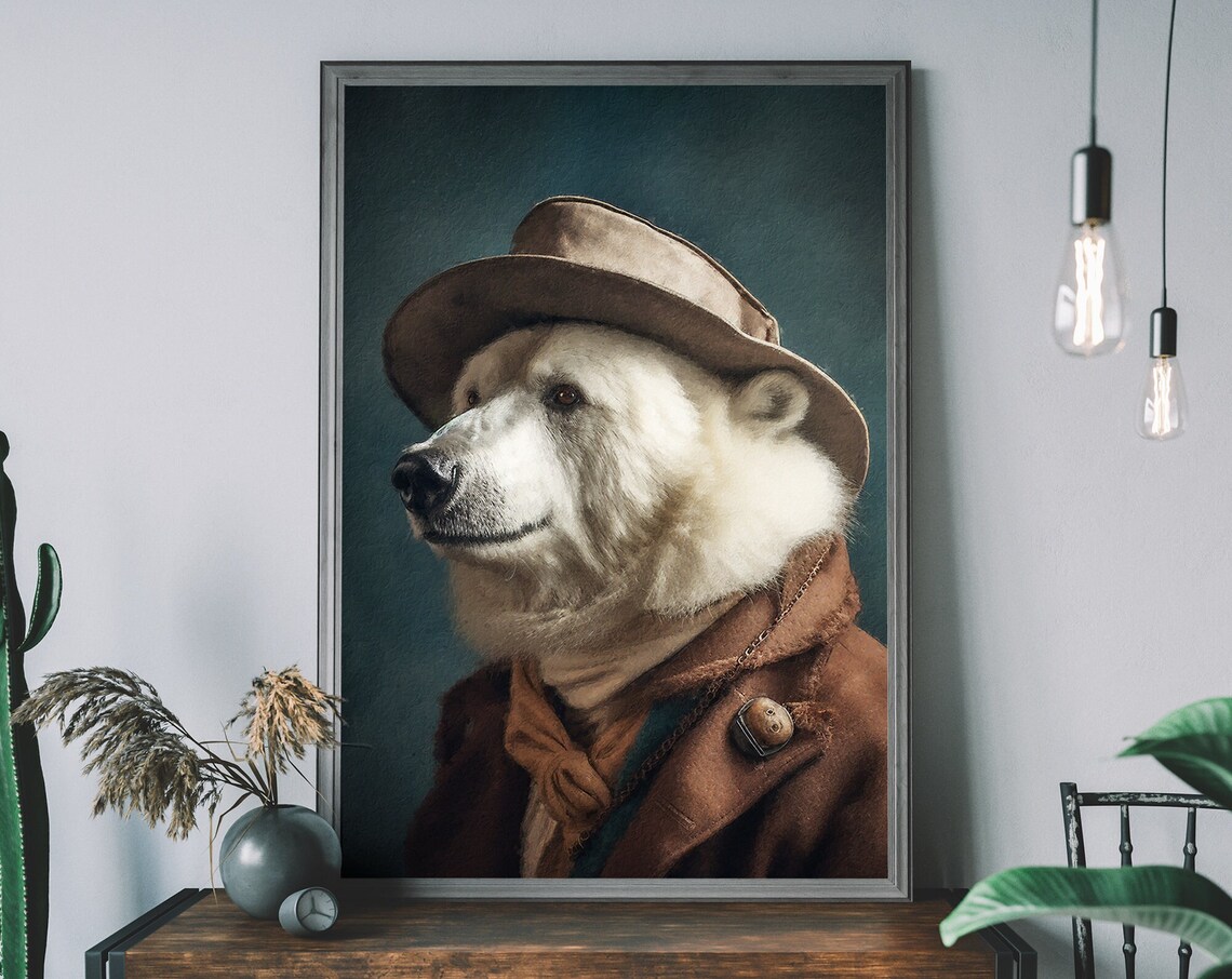 Polar Bear Vintage Portrait Animal Art Print