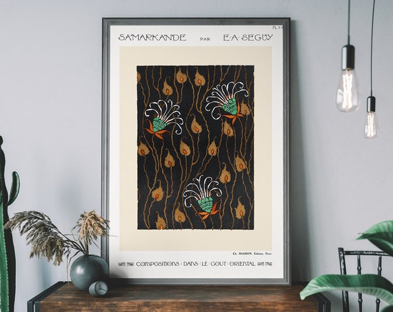 Emilealain Sguy Abstract Floral Pattern Print Vintage Florist Botanical Illustration Boho Flowers