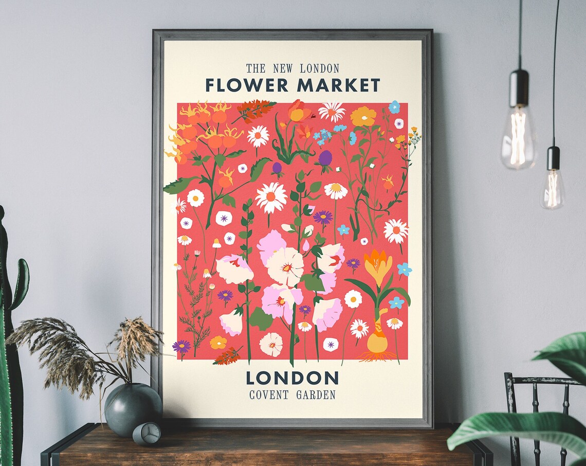 London Flower Market, Covent Garden Retro Poster