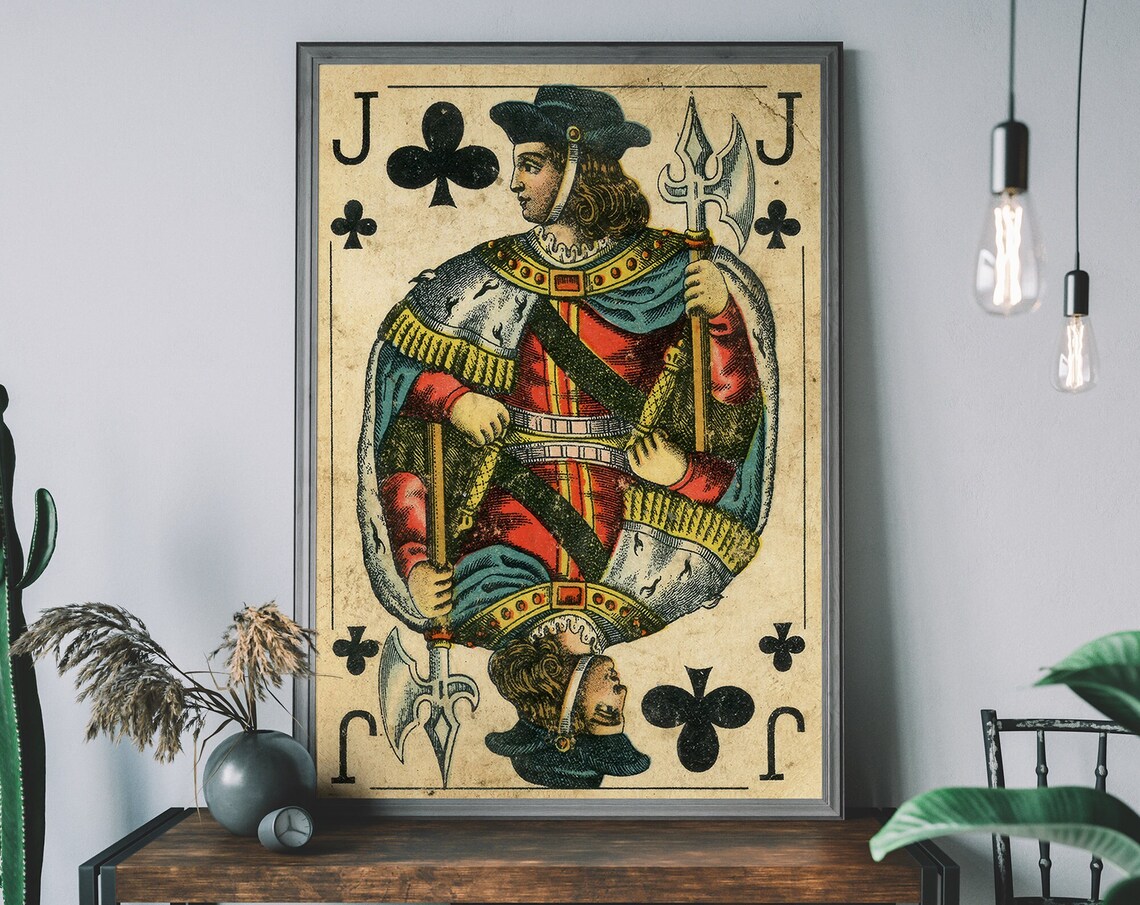 Jack Of Clubs Vintage Playing Card Art Print
