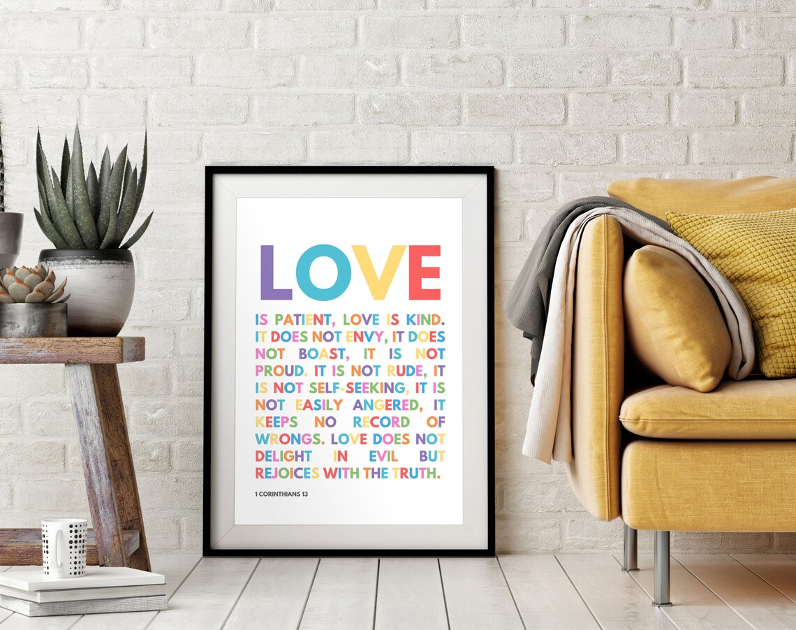 Bible Love Christian Scripture Art Print for Nursery