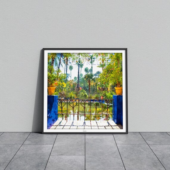 Majorelle Balcony Terrace Iron Railing Garden Pond View Poster