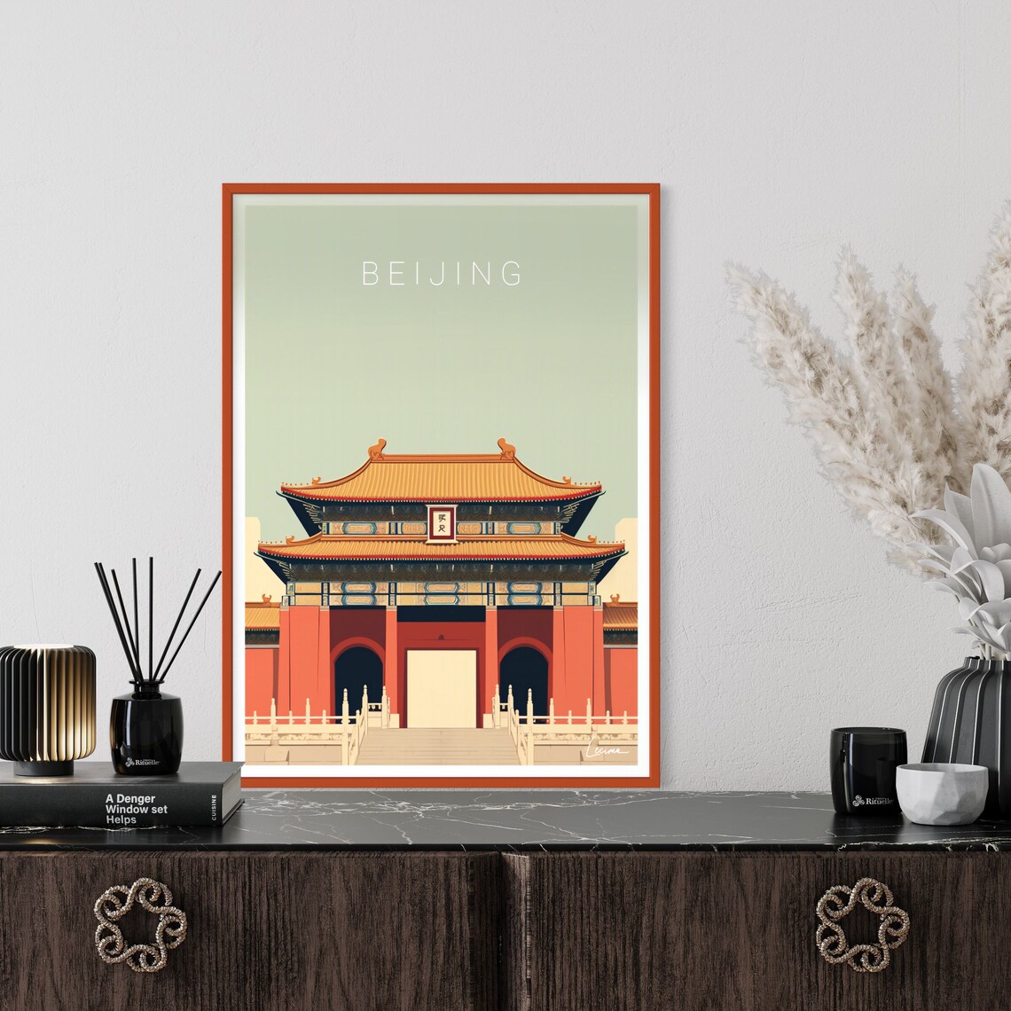 Grand Beijing Forbidden City Gate Vintage China Travel Poster