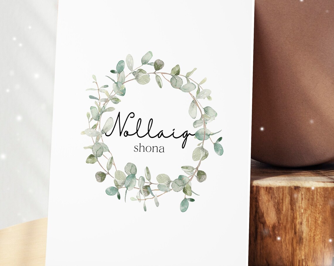 Nollaig Shona Irish Christmas Eucalyptus Wreath Holiday Wall Art - Image 2