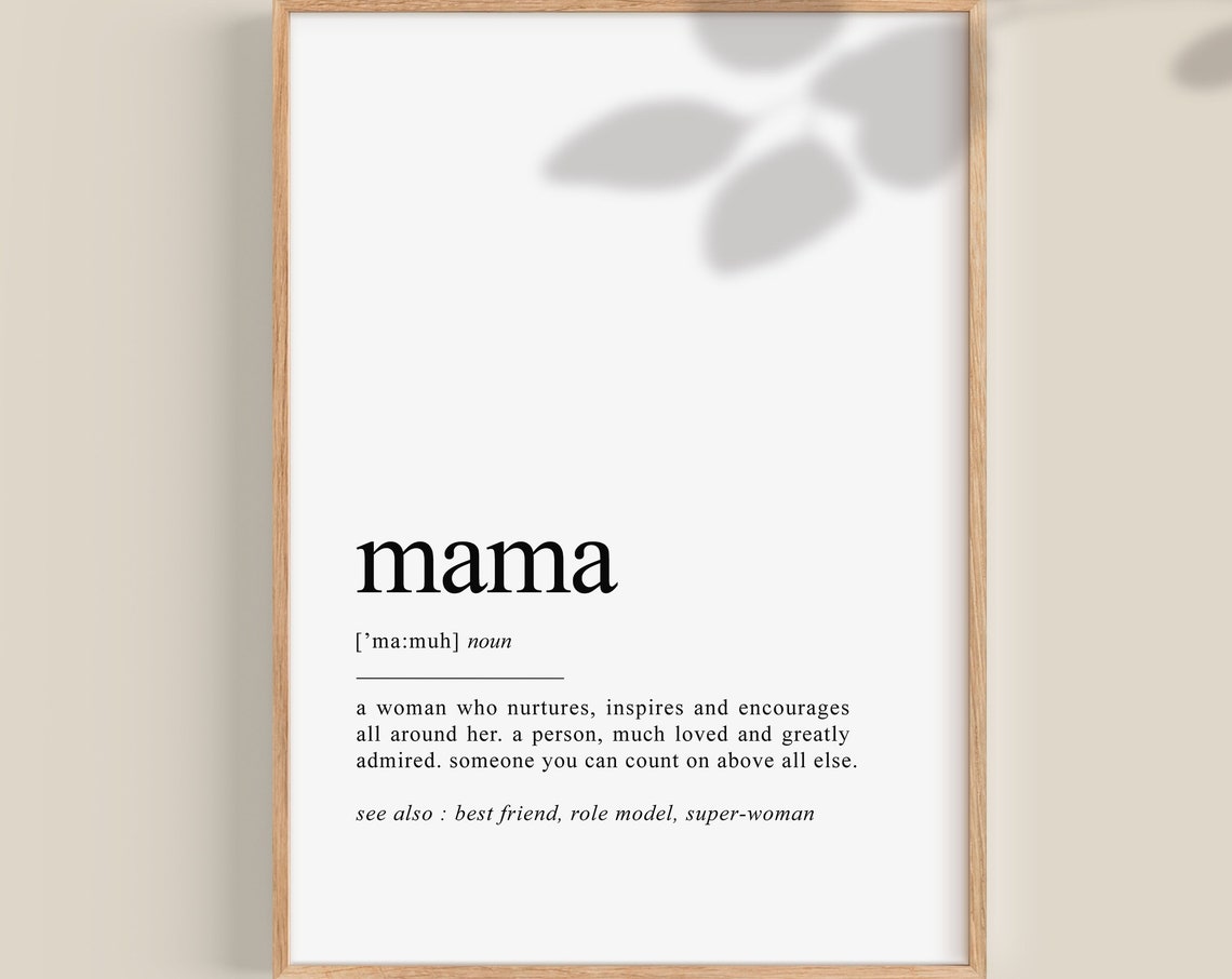 Mama Definition Dictionary Quote Gift Poster for New Moms Decor