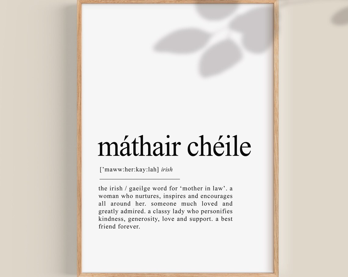 Mathair Cheile Irish Definition Art Print, Gaeilge
