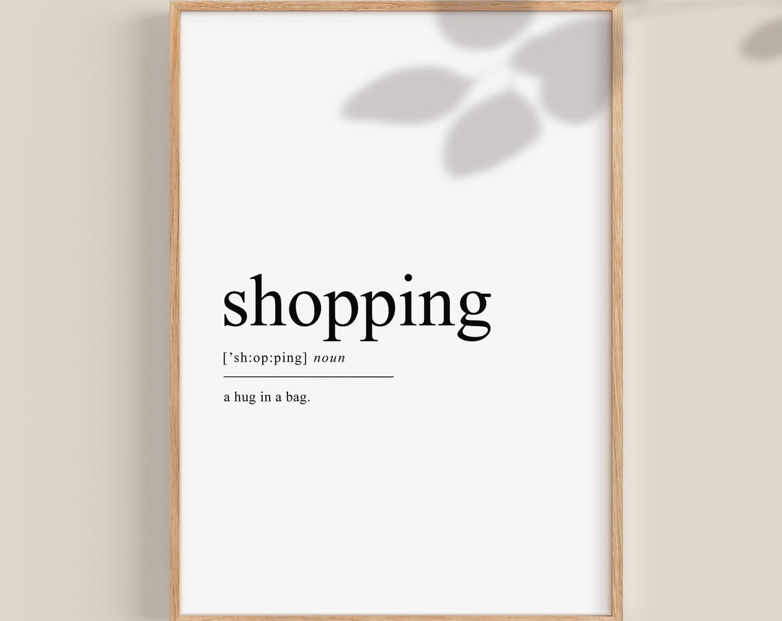 Shopping Definition A Hug In A Bag Funny Dictionary Word Art Poster
