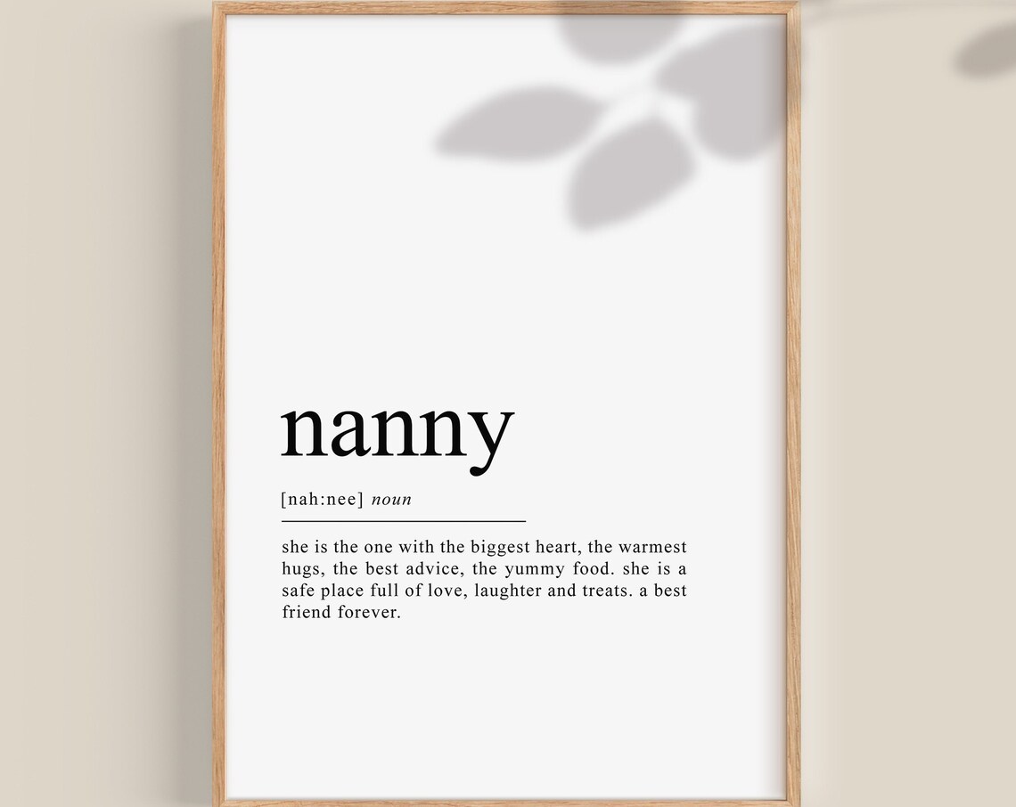 Nanny Definition Dictionary Art Print, Gift for Nanny