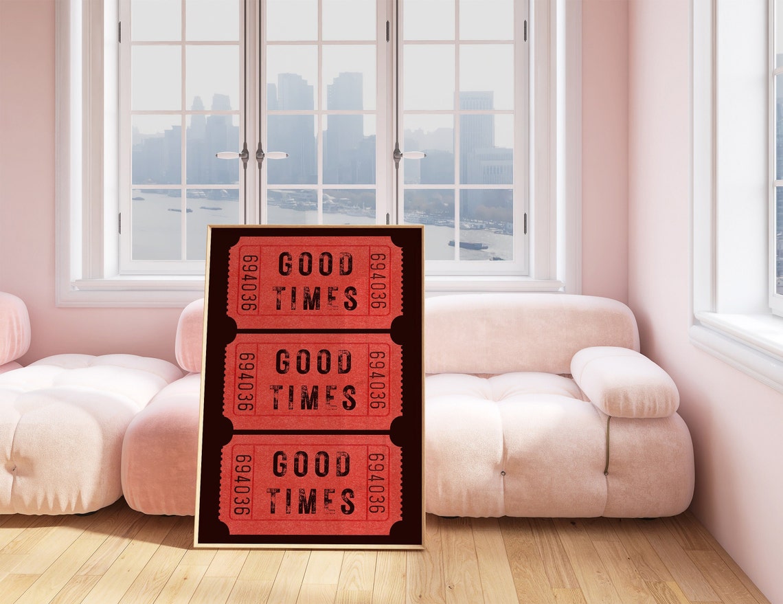 Good Times Red Vintage Cinema Ticket Stack Decorative Wall Art - Image 2