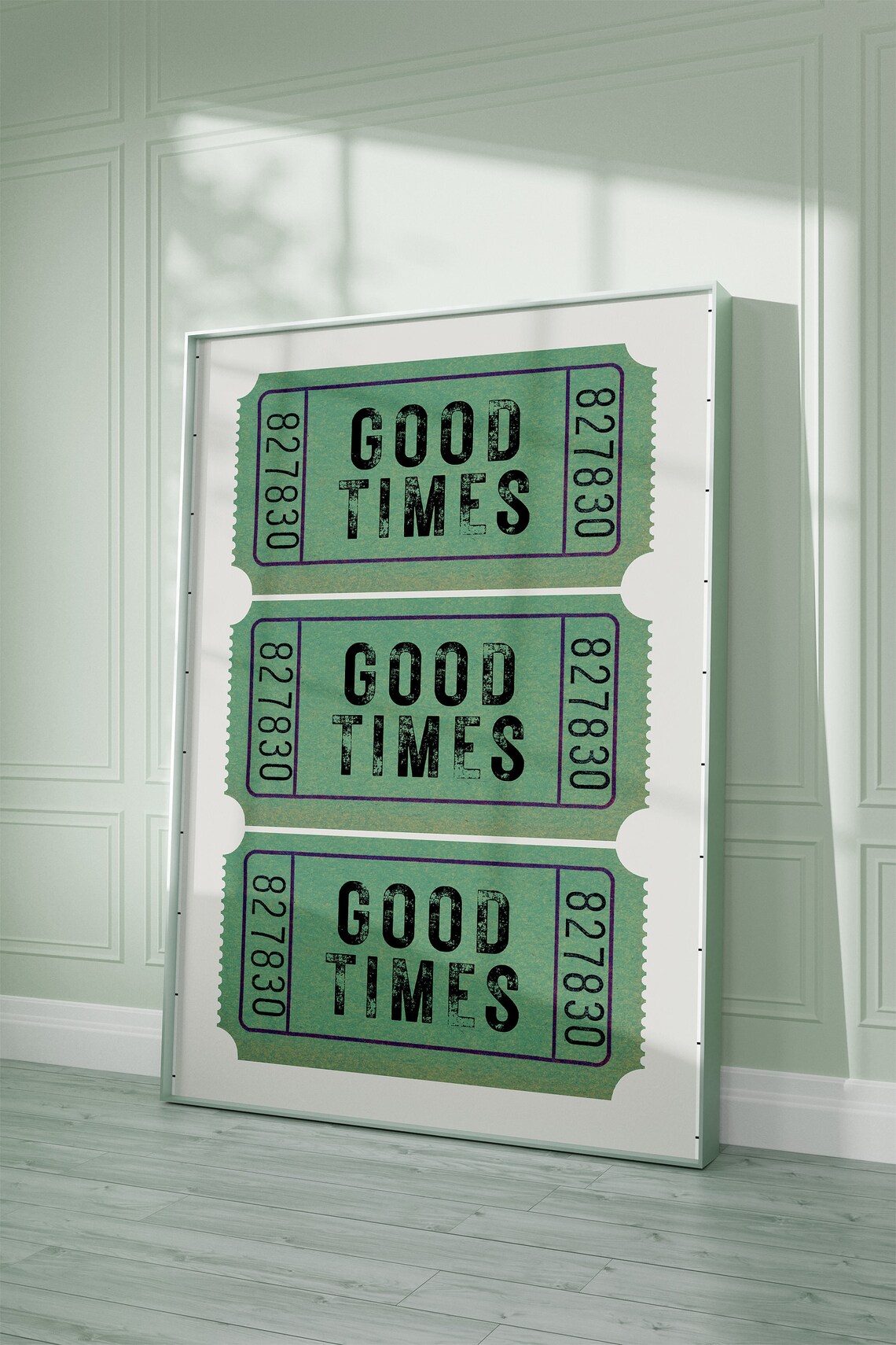 Good Times Ticket Green Aesthetic Wall Art Print