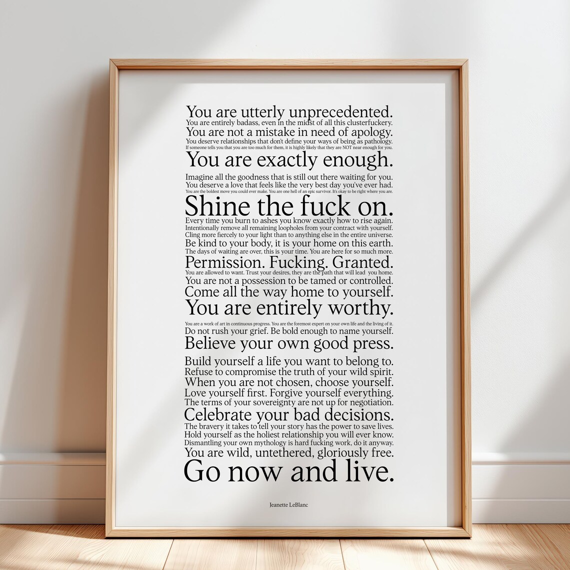 Daily Affirmation Profanity, Tough Love Quote
