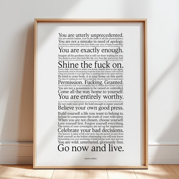 Daily Affirmation Profanity, Tough Love Quote