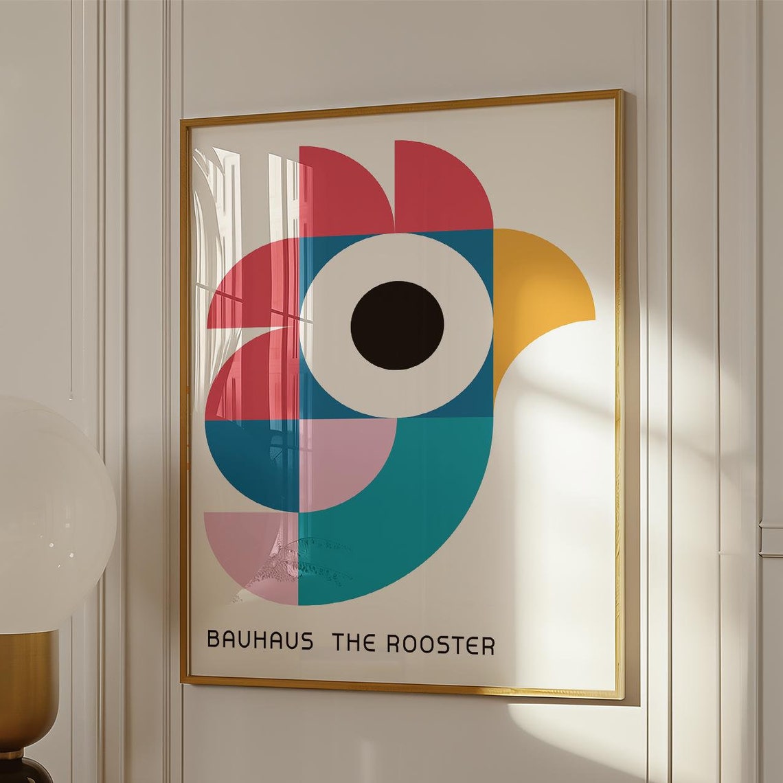 Bauhaus The Rooster Colorful Geometric Abstract Bird Art Poster