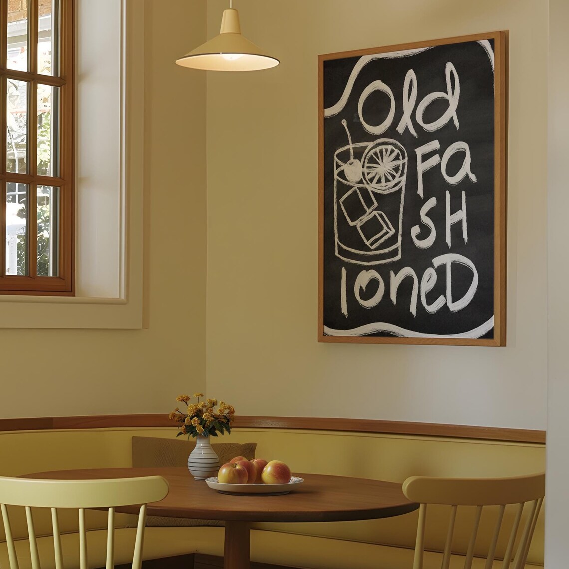 Old Fashioned Whiskey Chalk Art Retro Cocktail Bar Drink Wall Poster