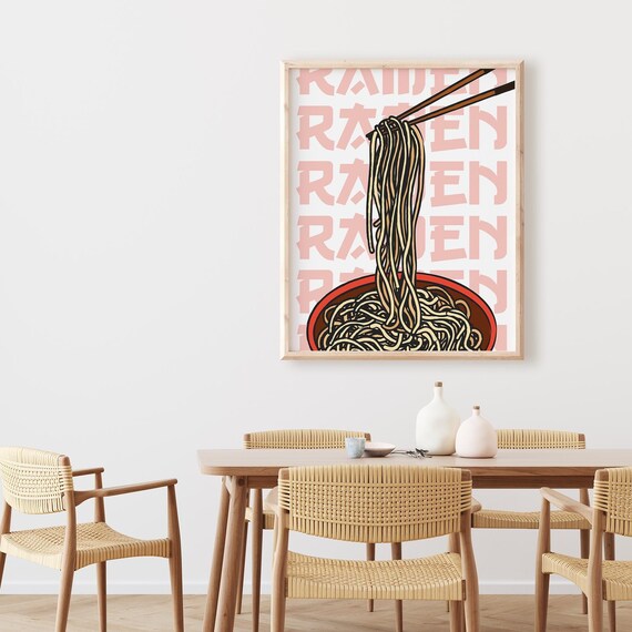 Japanese Ramen Typography Print Food Lovers Modern Art Ramen Bowl Poster Instant Kitchen Decor Wall Japanese Food Art