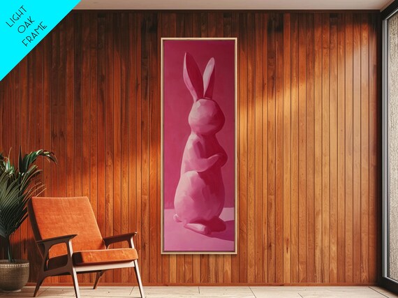 Monochrome Pink Abstract Bunny Rabbit Modern Animal Art Poster