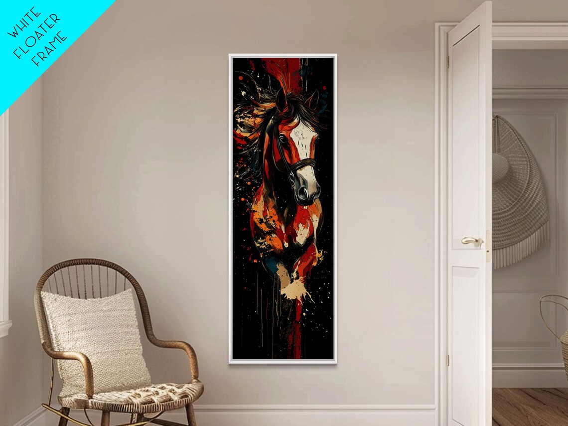 Fiery Red Horse Portrait Tall Vertical Bold Abstract Animal Wall Art - Image 6