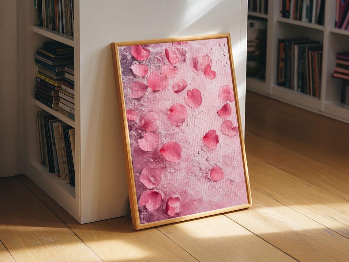 Floating Pink Rose Petals Spa Water Romantic Serene Art Print - Image 5