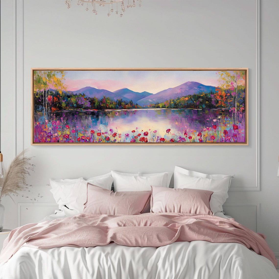 Spring Wildflower Meadow Lake Purple Mountain Panoramic Poster - Image 4