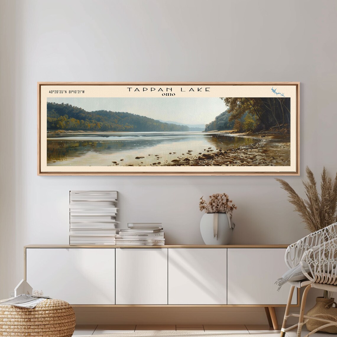 Tappan Lake Ohio Forested Hills Calm Morning Lake View Travel Poster